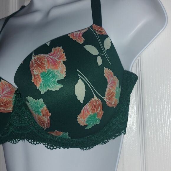Auden Green Floral Daydream Bra Light Lift Demi Coverage Underwire Sz 36DD - Picture 2 of 5